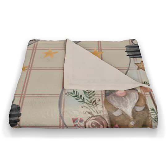 and Check Gnome Globe Pattern Coral Fleece Blanket